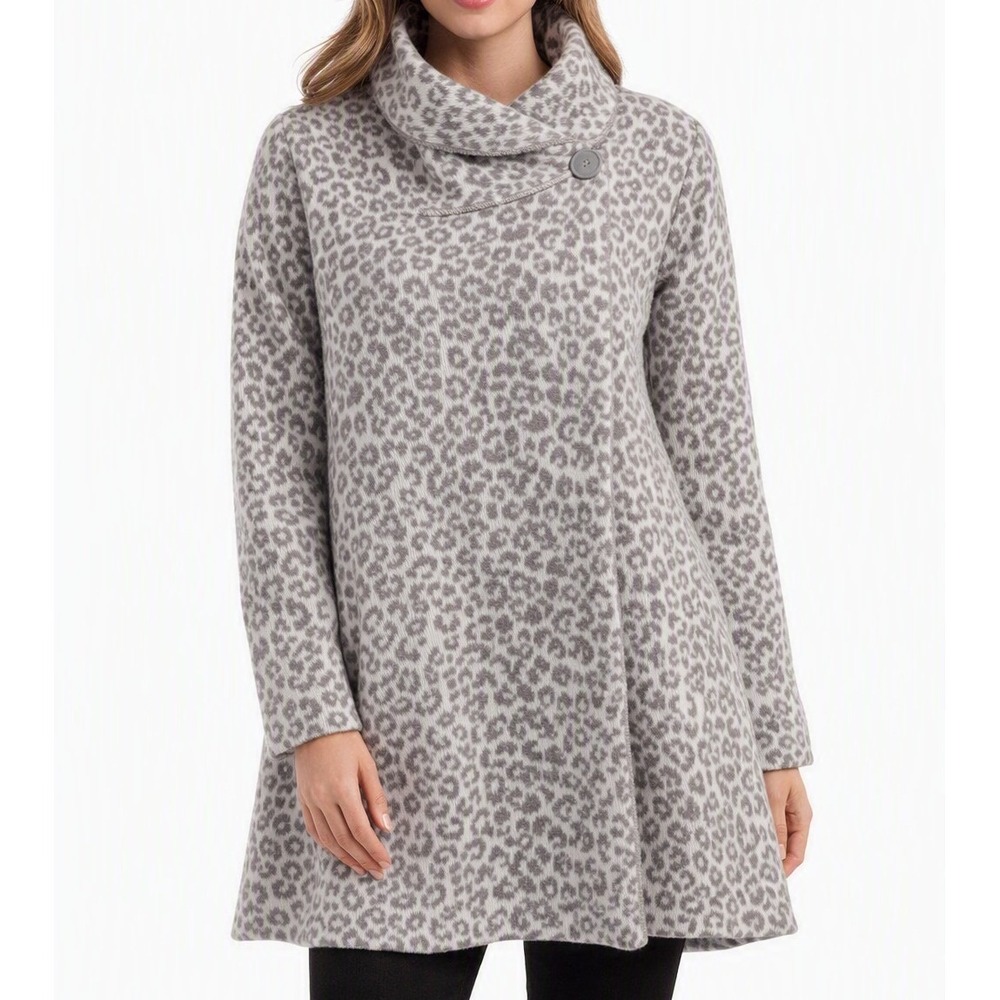 Christian Siriano Leopard Print Mock Neck Wool Blend Sweater Jacket 2X NEW